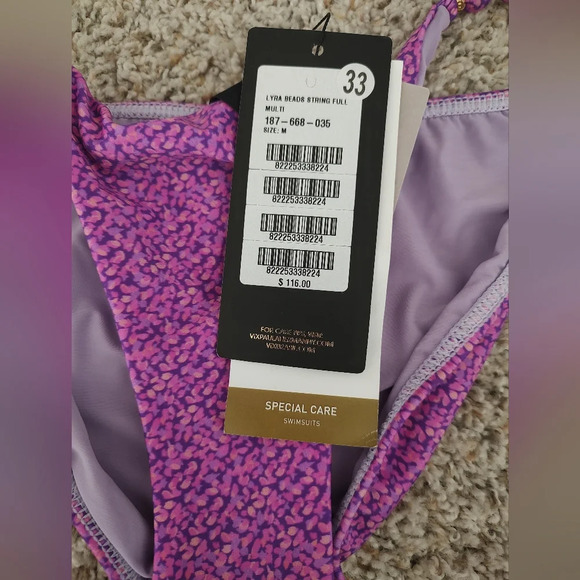 Vix Paula Hermanny Beads Bottom String Cheeky Bikini Lyra Purple Medium - Picture 4 of 4